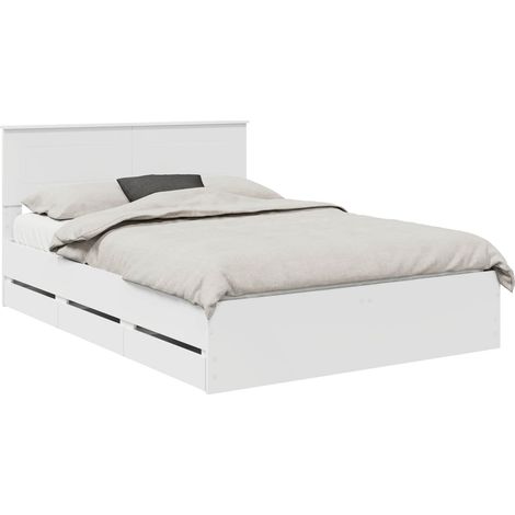 Maison Exclusive - Cadre de lit avec tiroir Blanc 140 x 190 cm Bois Ingénierie
