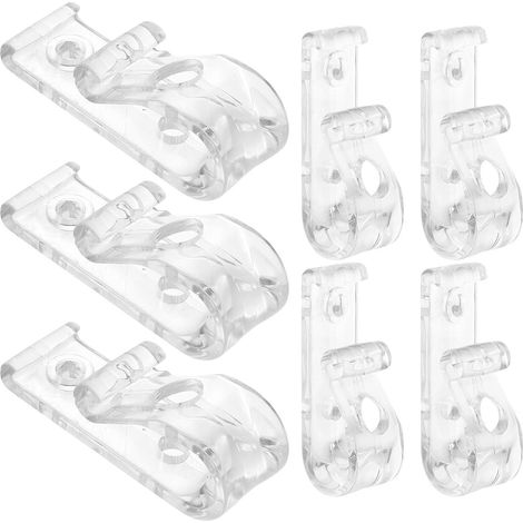 7-pack of double-hole positioning hooks with green adhesive transparent curtain brackets, roller blinds, and Venetian blind accessories for concealed and stable operation. (1/5)