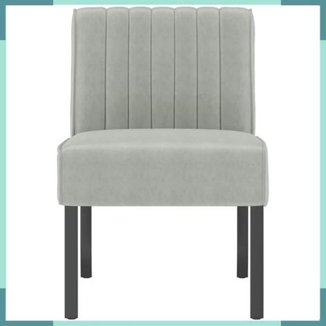 352451 Fauteuil sans accoudoirs gris clair velours (1/5)