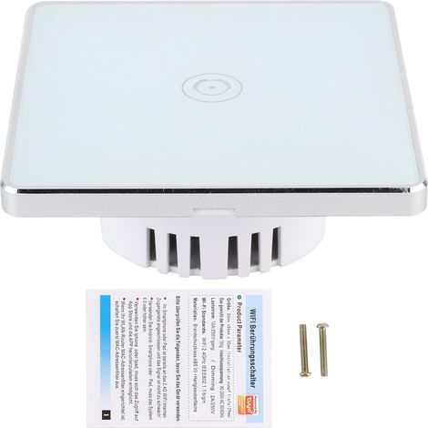 Interrupteur mural tactile WiFi British Standard 95-240VAC S104-1, contrôle à distance sans fil via application smartphone, compatible domotique (1/5)