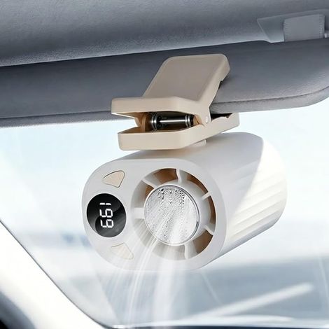 Ventilateur à pince portable 2026 pour voitures, rechargeable par USB, effet de refroidissement à 360°, 199 vitesses — Pour lits, parapluies, pare-soleil et poignées de voiture (blanc) (1/5)