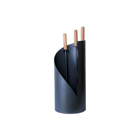 Set Camino Attrezzi Per Camino Con Contenitore tondo 4 PZ
