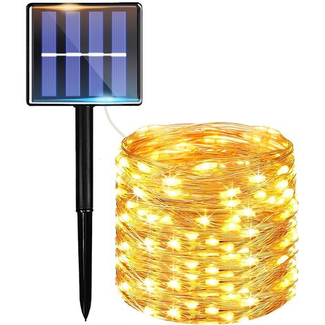 Guirlande Solaire Extérieur 20M 200LED, Guirlande Lumineuse Extérieure Étanche 8 Modes, Guirlande LED Solaire pour Jardin, Terrasse, Cour, Mariage, Noël, Fête