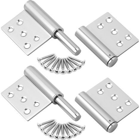 Lot de 2 Charnières Piano Pliante en Acier Inoxydable 12,7 cm Argenté Avec 20 Vis pour Portes Coulissantes, Barrières de Jardin et Fenêtres (1/5)