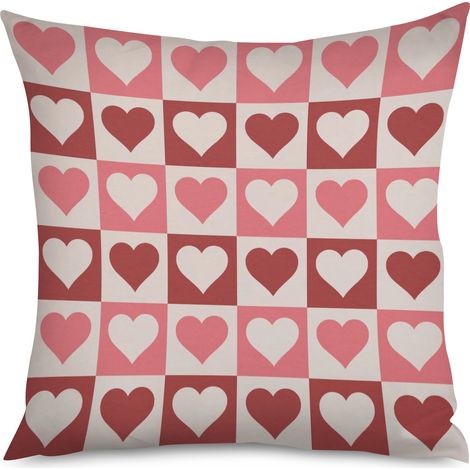 Housse de Coussin décoratif motif petits cœurs rouges, 50x50 cm (1/5)