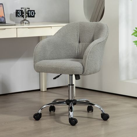Chaise de bureau à domicile - Teddy Velvet Look 56 x 61 x 86 cm Gris - chaise ergonomique de bureau avec fonction basculante - Moderne (1/4)