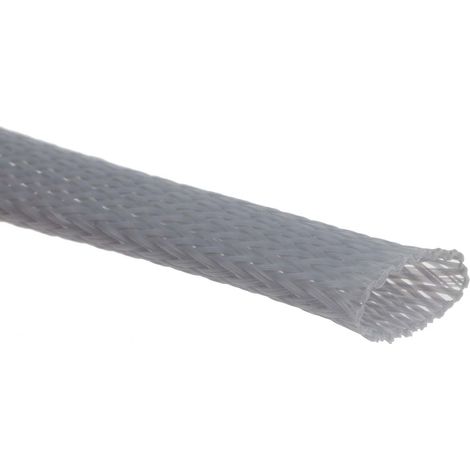 Gaine Tressée 15mm RS PRO, Gris en PET, 5m ( Prix pour sachet de 5 Mètres )