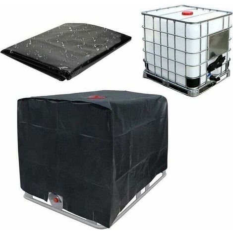 Wassertankabdeckung, IBC-Tankabdeckung für 1000-Liter-Tanks, Schutzhülle für Wassertanks, staubdicht, UV-beständig, regendicht, 120 x 100 x 116 cm (schwarz), Starlight (1/4)