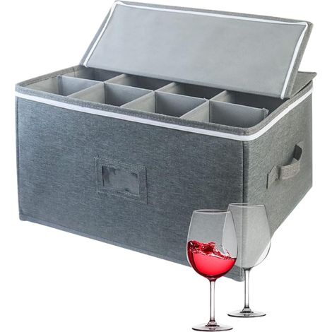 wine glass storage box, stemware with partition, glassware container for white champagne flutes, crystals, drinks (1/5)