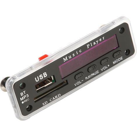 Carte de décodage MP3 Bluetooth 5.0 avec entrée AUX, USB, carte SD et fonction d'enregistrement - Alimentation 12V - Module audio noir