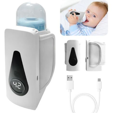 Chauffe-biberon Bébé, Chauffe-biberon Portable en Déplacement avec Écran LCD, 6 Températures Réglables, 24h D'isolation, Chauffe-Biberon USB pour la Maison en Déplacement Voyages-Karteo (1/5)
