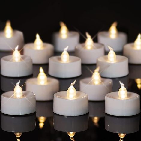 Lot de 24 bougies LED sans flamme - Blanc chaud - Fonctionne avec piles - Longue durée de vie - Pour mariage, vacances, fête, décoration d'intérieur