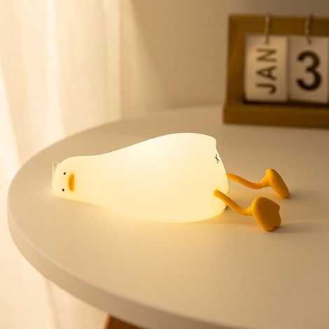 1 colour: White Material: ABS + silicone Flat duck night light, soft LED light in the shape of a duck, cute design. (1/5)