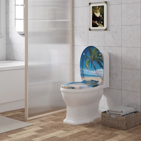 WOLTU Toilettendeckel mit Absenkautomatik Toilettensitz Klodeckel Softclose Klobrille Quick-Release für einfach Reinigung abnehmbar Toilettenbrille mit verstellbaren Scharnieren Oval (1/5)