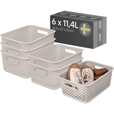 Grand panier de rangement avec poignées 6x 11,4 L Lin (1/5)