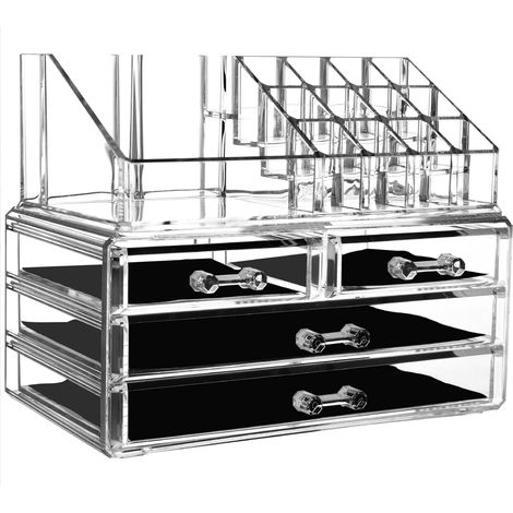 Acryl-Organizer mit 4 transparenten Schubladen – vielseitiger Organizer für Make-up und Schmuck, geeignet für Schminktisch oder Kleiderschrank.