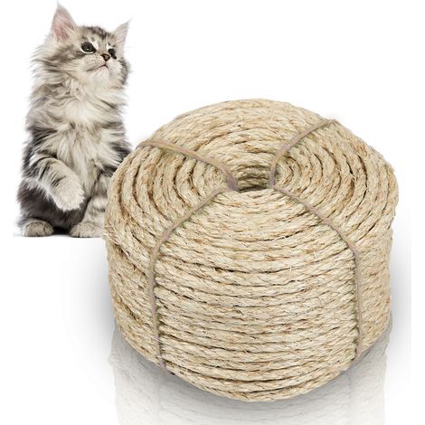 Wolketon Cuerda de sisal natural  Juguetes de sisal  Postes rascadores para gatos  Protección para gatos  Juguetes con garras para gatos rastrero 30000mmx8mm (1/4)