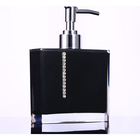 5-teiliges Set schwarzer Acryl-Badezimmeraccessoires – Zahnbürstenhalter, Seifenschale, Gläser und Flasche (1/5)