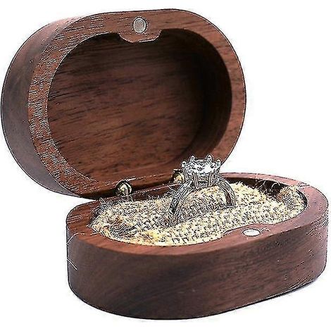 Boîte à bagues en bois - Coffret à bijoux - Boîte à bagues avec coussin pour demande en mariage ou fiançailles (1/5)