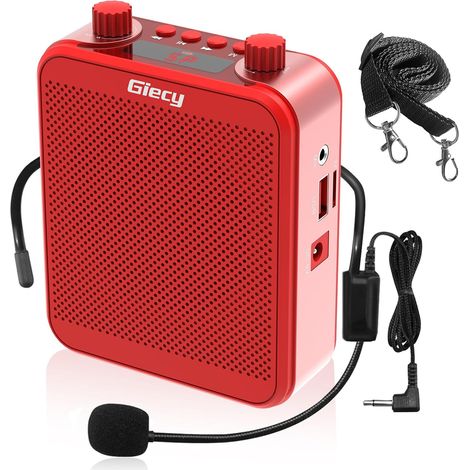 Amplificateur Voix Portable avec Micro,Batterie au 2800mAh(Rouge) (1/5)