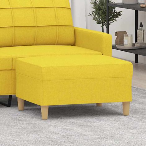 Repose-Pieds pour Salon ou Chambre - Tabouret Pouf Jaune clair 70x55x41 cm Tissu BV803024 - BonneVie (1/5)