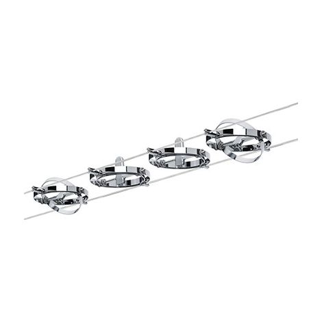 Paulmann – Lampe sur câble 4 lumières GU5.3 40W LED – Métal chrome mat – Intensité variable – Montage mural possible