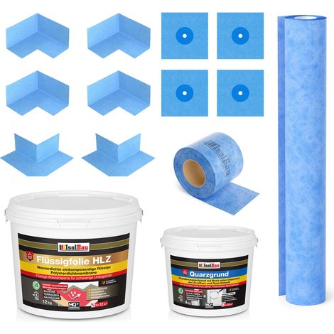 Dichtset Flüssigfolie HLZ 12 kg Quarzgrund Dichtband Dichtbahn Dusche Balkon Bad (1/5)