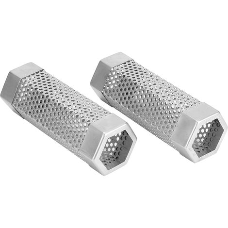 Lot de 2 tubes fumoirs à granulés pour barbecue, en acier inoxydable, de 15 cm (6 pouces), de forme hexagonale. (1/5)