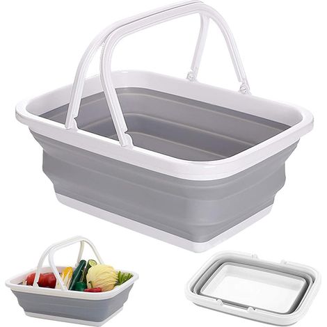 Seau Pliable, Panier Pliable Camping et Maison - Bassine Retractable, Lavage, Stockage Léger - Idéal pour Voyage, Randonnée et Domicile (1/5)