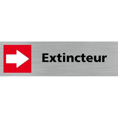 Pictogramme EXTINCTEUR VERS LA DROITE (Q0329).- Adhésif aspect aluminium brossé - (1/5)