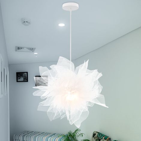Weiße Feder-Pendelleuchte, 50cm Lampenschirm für Wohnzimmer, Schlafzimmer, Esszimmer, Kinderzimmer