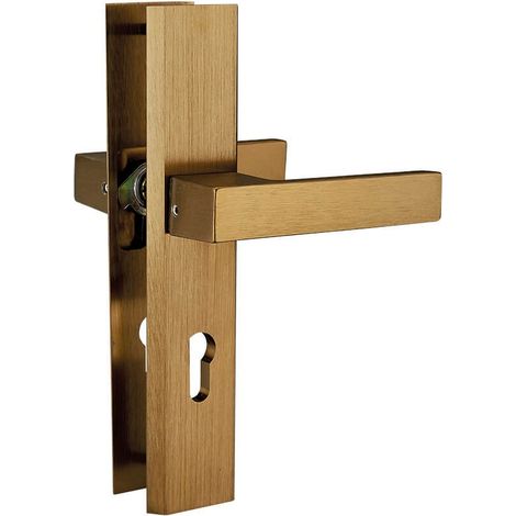 Manija de puerta exterior de aluminio patinado FLOKO de 72 mm con inserto moderno en placa trasera larga (1/3)