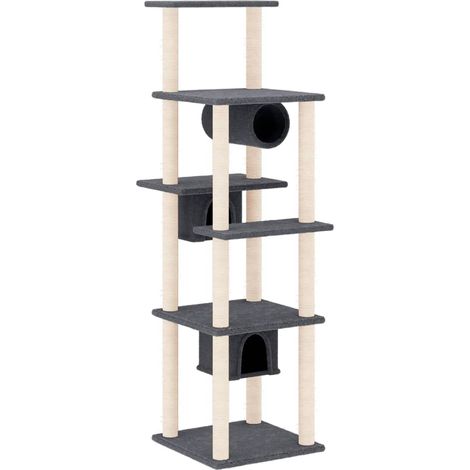vidaXL Cat Tree with Sisal Scratching Posts Dark Grey 169 cm (1/5)