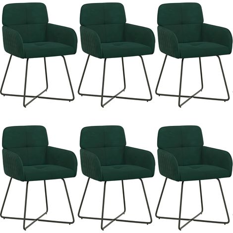 Maison Exclusive - Sedie da pranzo 6 pz Velluto Verde Scuro 59 x 56,5 x 86 cm (1/5)