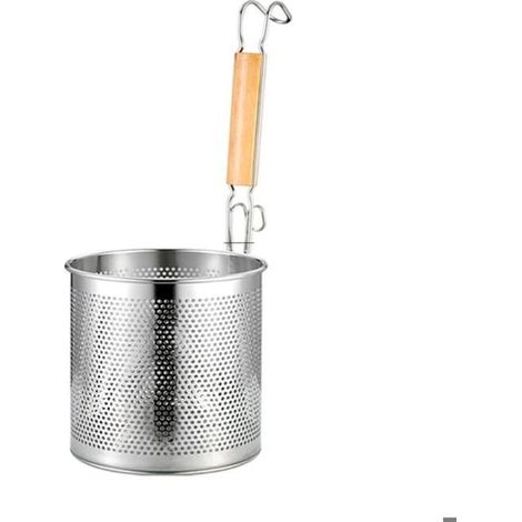 Cuillère en acier inoxydable avec manche en bois, panier filtre à huile et poudre, manche rond de 16 cm cuisine (1/5)