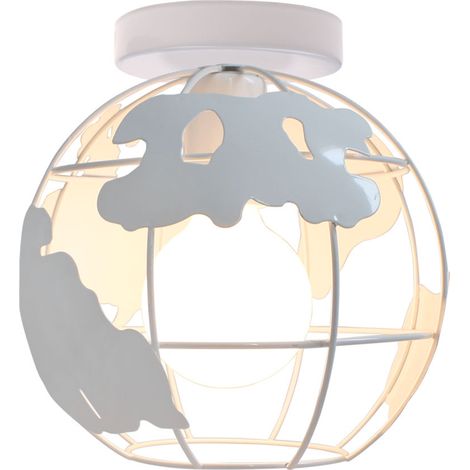 Deckenleuchte Kugel, Deckenlampe im Ø20cm Globus Design, Industrielle Kronleuchter mit Eisen Käfig für Wohnzimmer Schlafzimmer Flur Weiß 1PCS