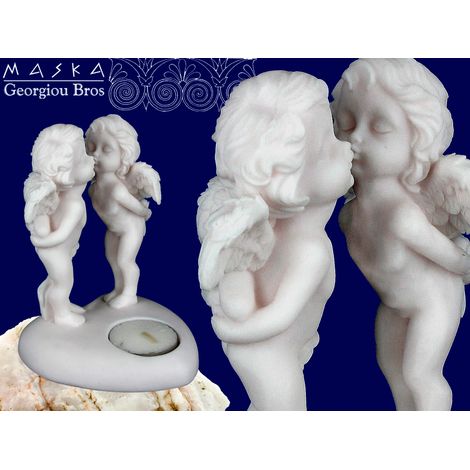 Coppia di angeli - candelabro - alabastro greco