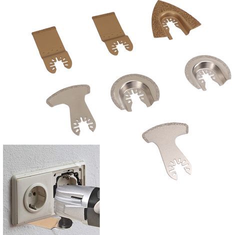 7 Pièces Lame de Scie Oscillante Carbure Multifonction pour Carrelage, Ciment et Meulage (1/5)