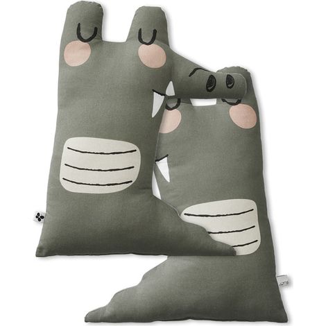 Coussin en forme de crocodile vert avec housse en coton - LOUIS (1/5)