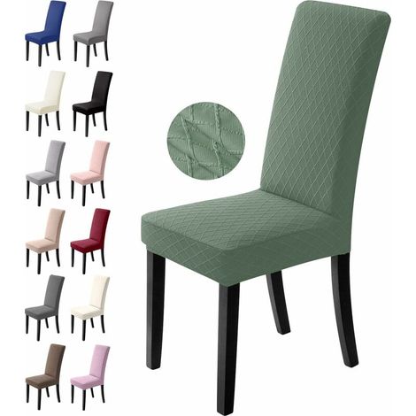 Set di 4 coprisedie elasticizzati – Tessuto jacquard in poliestere ed elastan – Lavabile in lavatrice – Resistente alle macchie e all'abrasione