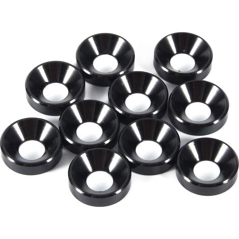 10pc M5 Anodized Countersunk Head Washers Gasket Aluminum Alloy Black (1/2)