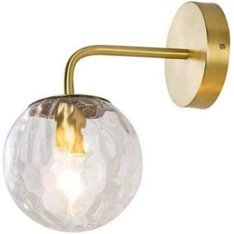 Europe du Nord Moderne Applique Murale Verre Balle Abat-jour Métal Laiton Support Simplicité Lampe Murale pour Salon Chambre Couloir Allée Restaurant Café Décoration Éclairage [Classe énergétique A++] (1/4)