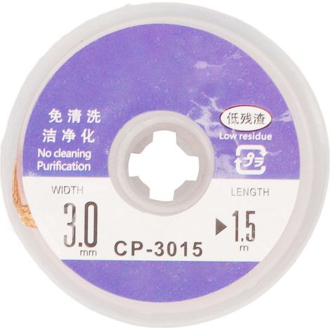 Mèche à souder à faible résidu d'étain, sans tresse à dessouder douce et propre, longueur de 1.5m pour PCB CP 3015 (1/5)