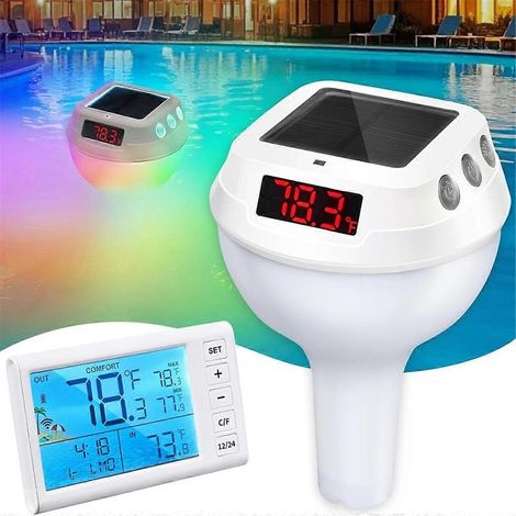 Thermomètre numérique flottant sans fil pour piscines, avec LED, portée de 100 mètres, pour mesurer la température de l'eau dans les piscines, spas, jacuzzis et aquariums.-AquaForge (1/5)