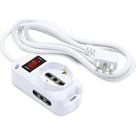 Multiprise - 1 prises polyvalentes (Schuko + 10/16A) + 2 prises bivalentes (10/16A) - Interrupteur lumineux - Couleur blanche (1/5)