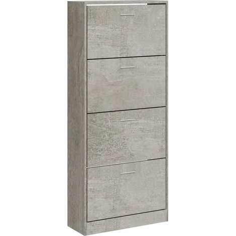 Armario zapatero de diseño moderno con 4 cajones 63 x 24 x 147 cm de madera contrachapada gris hormigón 020047066 (1/5)