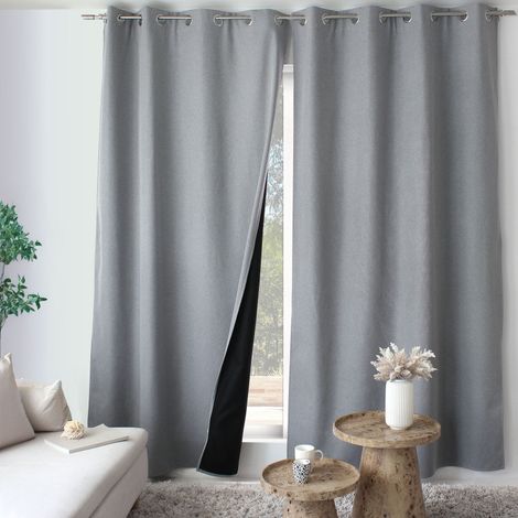 Rideau thermique FJORD 140 x 240 cm – Toile polyester – Doublure polaire noire - 140x240cm - Gris (1/2)