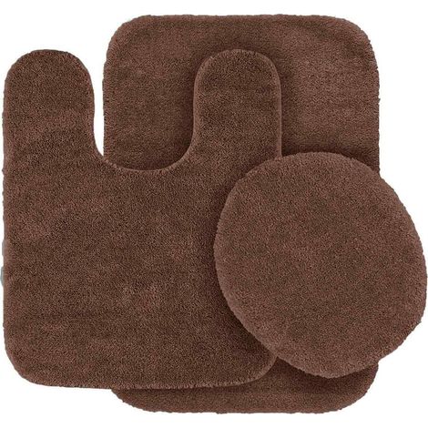 3-teiliges Badezimmer-Set bestehend aus: 1 Konturmatte, 1 WC-Sitzbezug, 1 rutschfeste Badematte mit Gummirückseite, einfarbig taupefarben Nr. 6 (1/5)