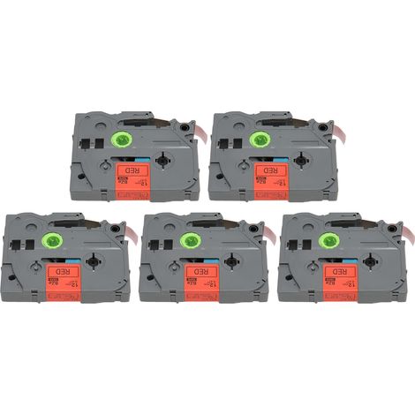 5 Rouleaux de Ruban Étiqueteuse Noir sur Rouge 12mm pour Brother PTouch PT-D210 PT-H100 PT-D220 PT-1290 (1/5)