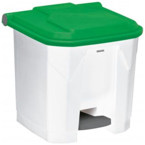 Poubelle à pédale Utilo - 30l - blanc / vert (1/3)